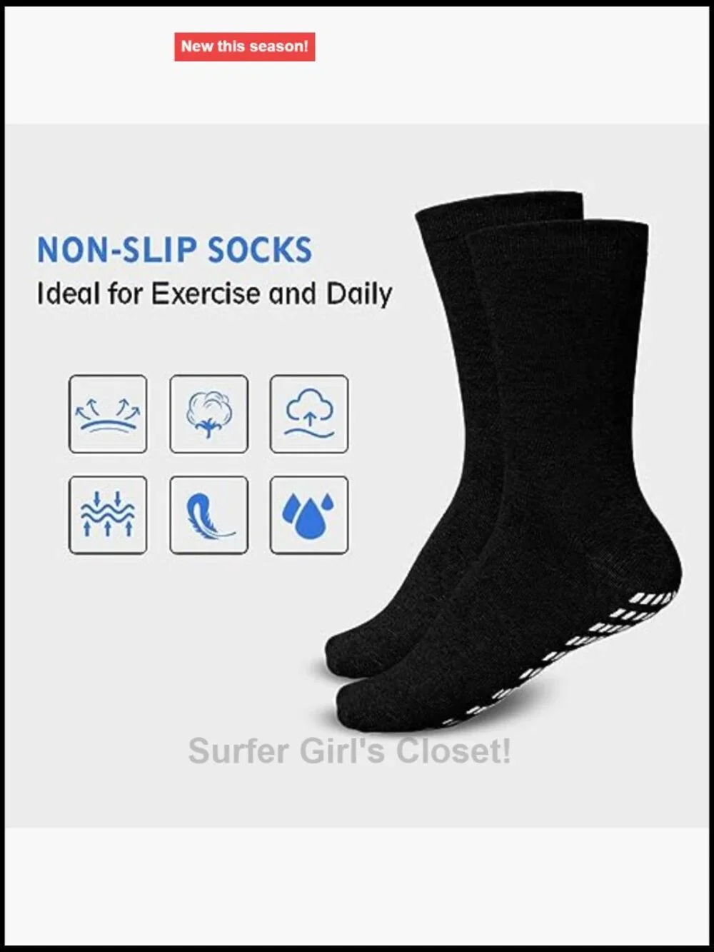 Non Slip Grip Socks for Men Fall Prevention Hospital Seniors 9-15